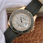 YACHT MASTER 1 GOLDEN DIAMOND DIAL RUBBER STRAP 40MM m126655-0005 - Image 7