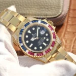 SUBMARINER GOLDEN BLUE / RED DIAMOND BLACK DIAL 40MM - Image 7